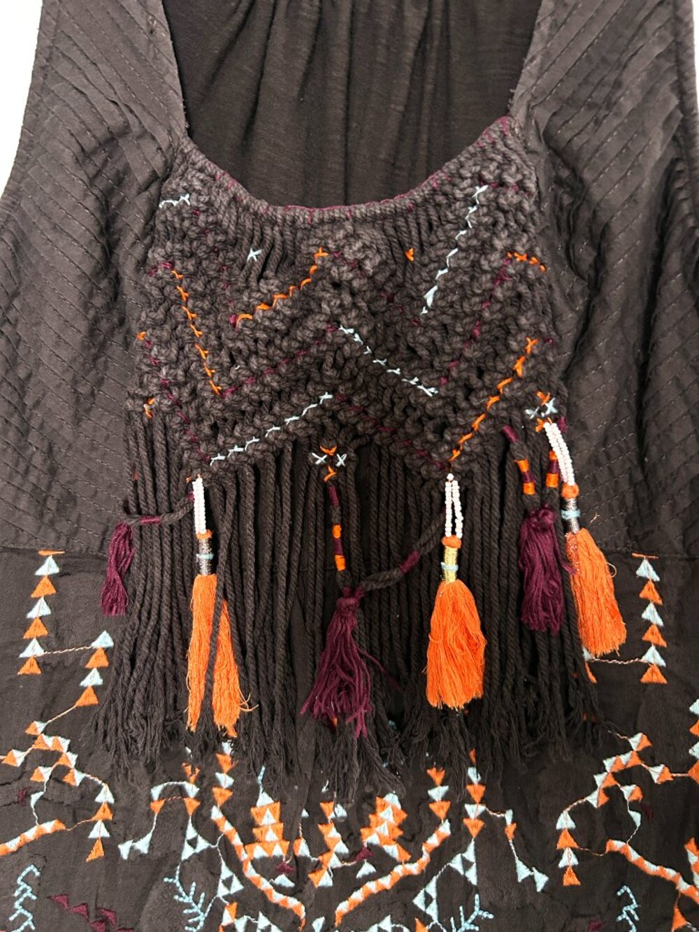 Anthropologie Akemi + Kin Embroidered Boho Tank Top Tassel Size S - Picture 3 of 9